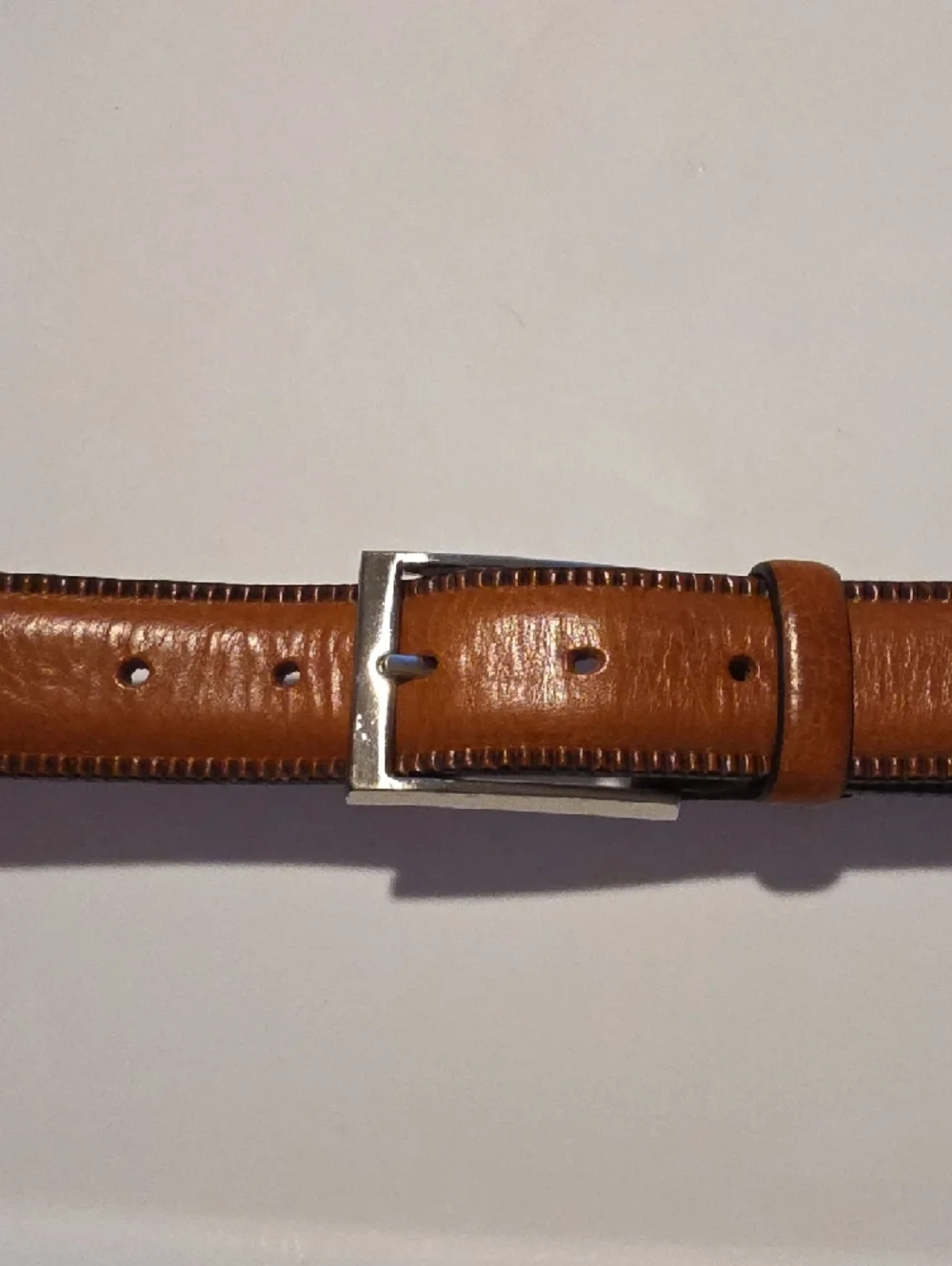 Jos. A. Bank Brown Leather Dress Belt with Silver Buckle